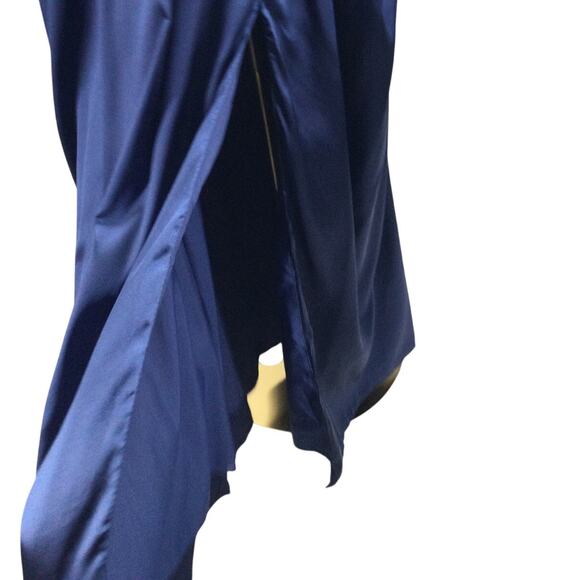 FORMAL 12 L dark navy blue bridesmaid capelet gala party maxi dress NEW B127 - Picture 3 of 7